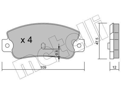 Комплект тормозных колодок, дисковый тормоз METELLI 22-0063-0 для FIAT ARGENTA