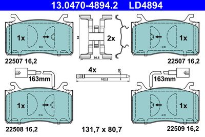 Комплект тормозных колодок, дисковый тормоз ATE 13.0470-4894.2 для ALFA ROMEO STELVIO