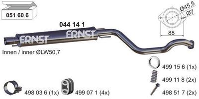 ERNST 044141 Глушитель выхлопных газов  для OPEL ZAFIRA A вэн (T98) 1.8 16V (F75)