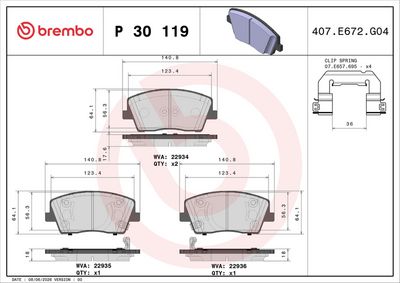 Sada brzdových platničiek kotúčovej brzdy (na jednu nápravu) BREMBO P 30 119