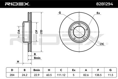 спирачен диск RIDEX 82B1294