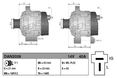 Generator / Alternator DENSO DAN2026