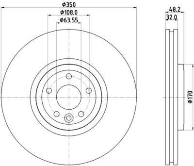 Тормозной диск HELLA 8DD 355 132-481 для JAGUAR I-PACE
