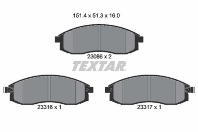 Комплект тормозных колодок, дисковый тормоз TEXTAR 2308602 для MITSUBISHI L200