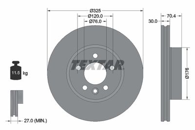 Тормозной диск TEXTAR 92305905 для VW GRAND