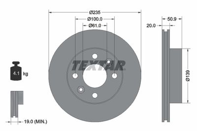 Тормозной диск TEXTAR 92236100 для DACIA SOLENZA