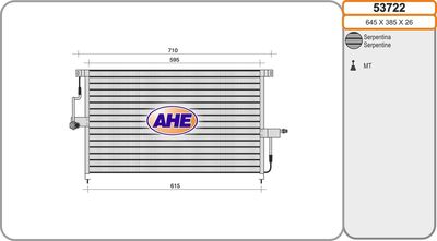 Конденсатор, кондиционер AHE 53722 для OPEL OMEGA