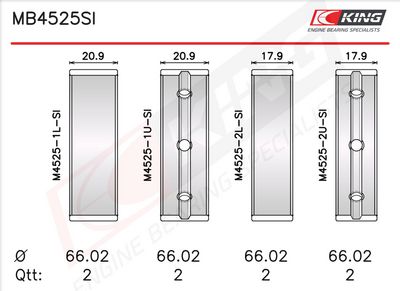 Комплект черупки на лагера на коляновия вал KING MB4525SI