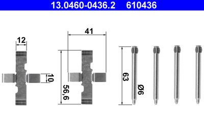 Комплектующие, колодки дискового тормоза ATE 13.0460-0436.2 для KIA SEPHIA