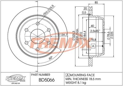 Тормозной диск FREMAX BD-5066 для CHEVROLET ASTRO