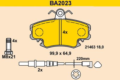 BA2023 BARUM Комплект тормозных колодок, дисковый тормоз