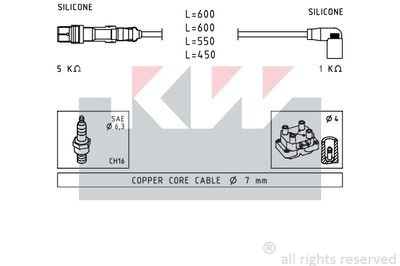 Комплект проводов зажигания KW 358 248 для VW BEETLE