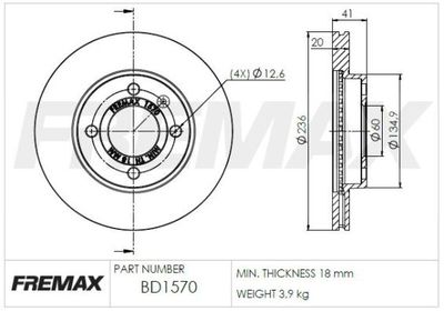 Тормозной диск FREMAX BD-1570 для OPEL KARL