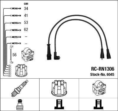Комплект проводов зажигания NGK 6045 для RENAULT FUEGO