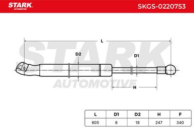 газов амортисьор, багажно/товарно пространство STARK SKGS-0220753