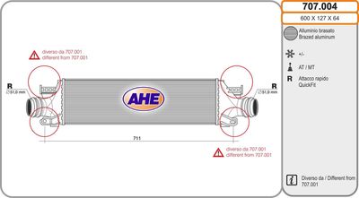 AHE 707.004 Интеркулер  для CHEVROLET AVEO (Шевроле Авео)