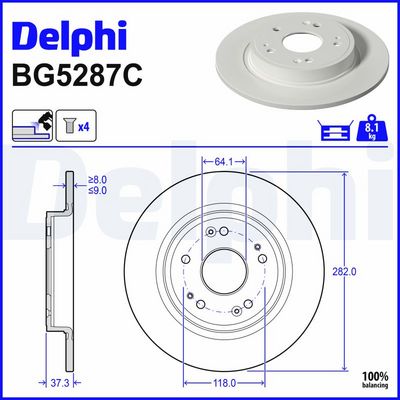спирачен диск DELPHI BG5287C