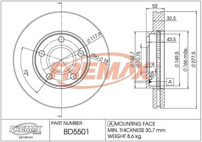Тормозной диск FREMAX BD-5501 для CADILLAC SEVILLE