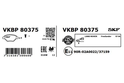 Brake Pad Set, disc brake VKBP 80375