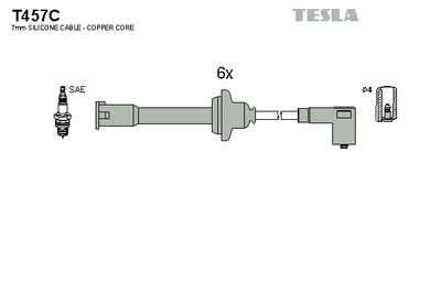 Комплект проводов зажигания TESLA T457C для FIAT CROMA