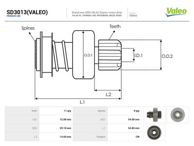 Voľnobežná prevodovka, štartér AS-PL Valeo SD3013(VALEO)