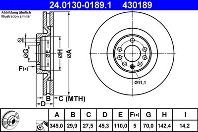 Тормозной диск ATE 24.0130-0189.1 для SAAB 9-3X