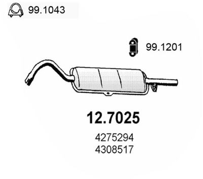 Глушитель выхлопных газов конечный ASSO 12.7025 для SEAT 124