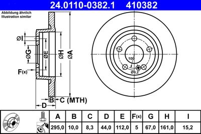 Тормозной диск ATE 24.0110-0382.1 для MERCEDES-BENZ CLA