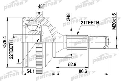 Шарнирный комплект, приводной вал PATRON PCV1382 для PEUGEOT 206