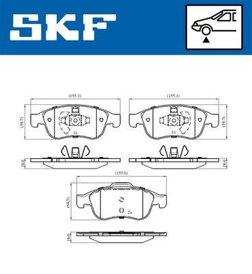 Комплект тормозных колодок, дисковый тормоз SKF VKBP 80015 для RENAULT LODGY