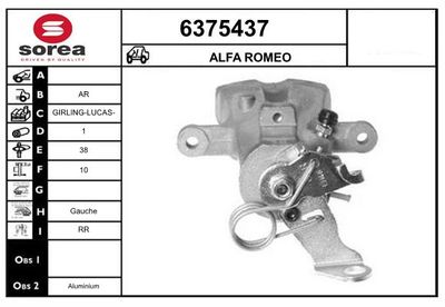 STARTCAR 6375437 Тормозной суппорт  для ALFA ROMEO MITO (955_) 1.4 (955AXB1B)