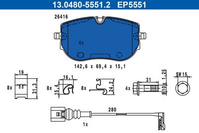 BREMSBELAGSATZ SCHEIBENBREMSE