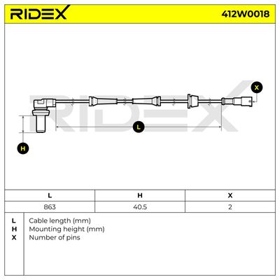 датчик, обороти на колелото RIDEX 412W0018