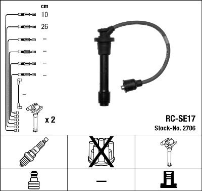 Комплект проводов зажигания NGK 2706 для SUZUKI GRAND VITARA