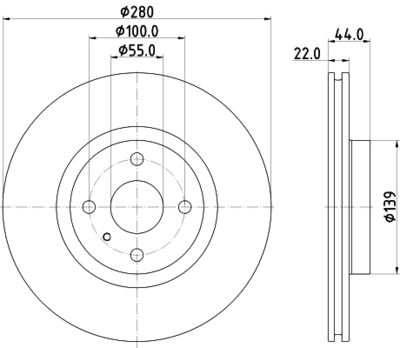 Тормозной диск HELLA 8DD 355 132-111 для ABARTH 124