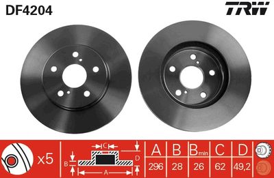TRW DF4204 Тормозные диски  для LEXUS ES (Лексус Ес)