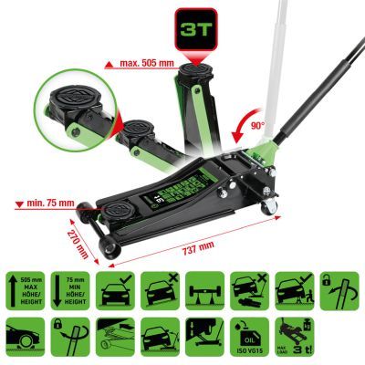 Ks Tools - Pojazdný zdvihák extra plochý 3t