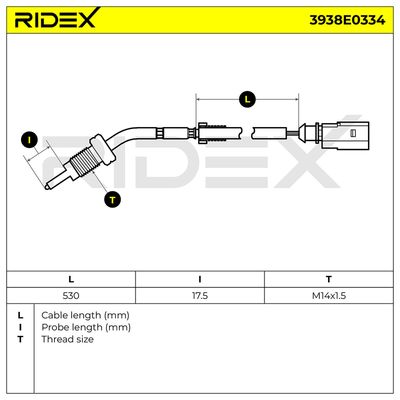 датчик, температура на изгорелите газове RIDEX 3938E0334