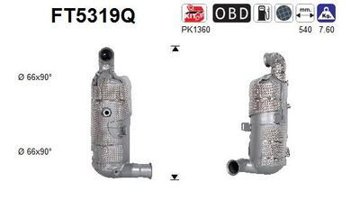 Filtr sadzy / filtr cząstek stałych, układ wydechowy AS FT5319Q