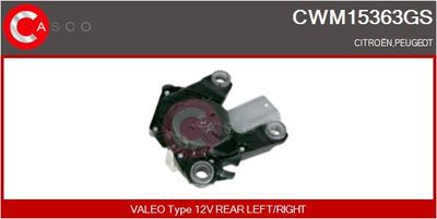 CASCO CWM15363GS Двигатель стеклоочистителя для PEUGEOT 207 (WA_, WC_)