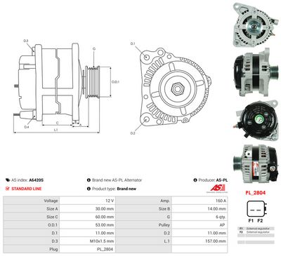 GENERATOR / ALTERNATOR AS-PL A6420S 4