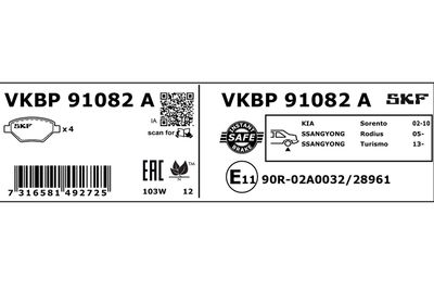 SET PLACUTE FRANA FRANA DISC SKF VKBP91082A 2