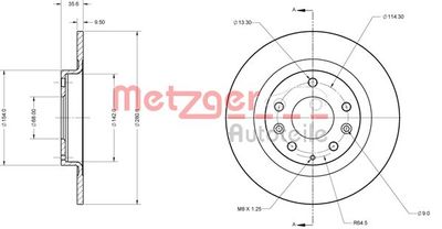 Тормозной диск METZGER 6110756 для MAZDA CX-3