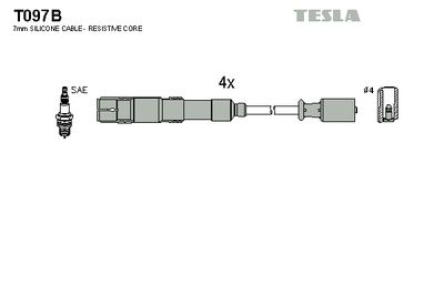 Комплект проводов зажигания TESLA T097B для MERCEDES-BENZ B-CLASS