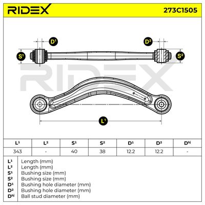 носач, окачване на колелата RIDEX 273C1505