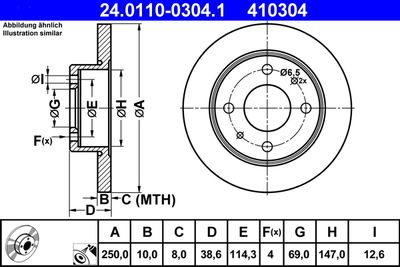 Тормозной диск ATE 24.0110-0304.1 для SMART FORFOUR
