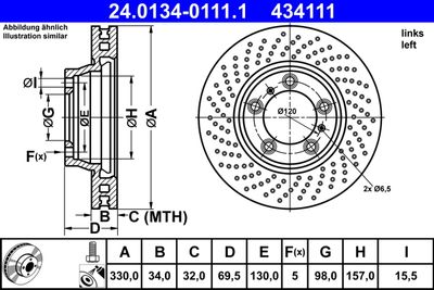 Тормозной диск ATE 24.0134-0111.1 для PORSCHE 718