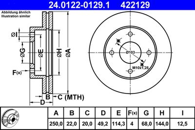 Тормозной диск ATE 24.0122-0129.1 для NISSAN PRAIRIE