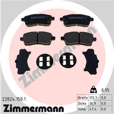 Комплект тормозных колодок, дисковый тормоз ZIMMERMANN 22824.150.1 для SUZUKI IGNIS