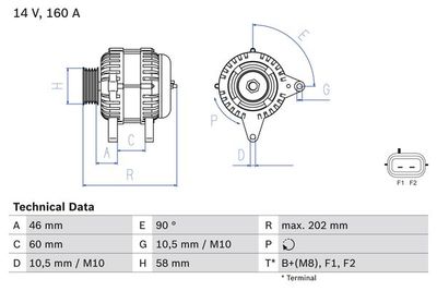 Генератор BOSCH 0 986 083 900 для CHRYSLER VOYAGER